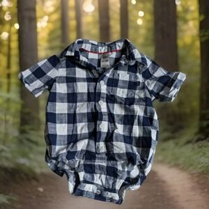 Baby b'gosh blue plaid onesie, baby toy 12-18 months